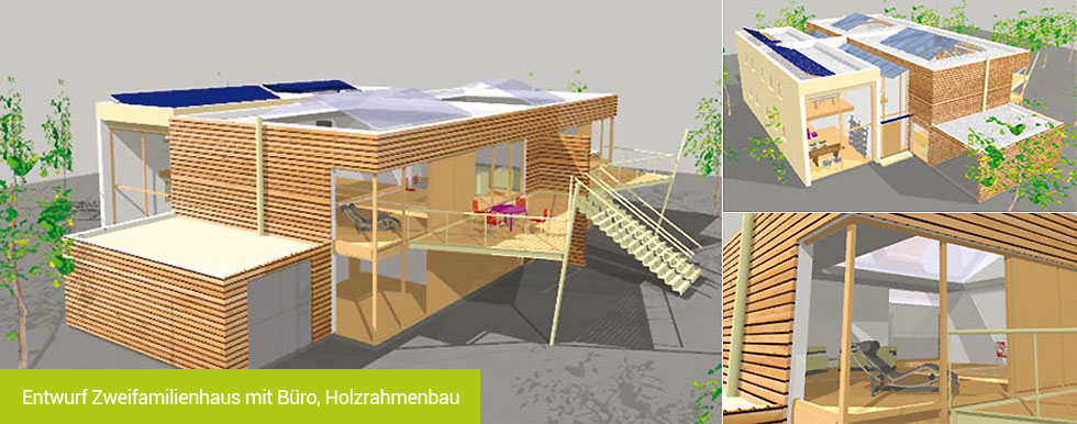 Architekt Bielefeld - Tim Gysae Architekt - Entwurf Zweifamilienhaus, Holzrahmenbau